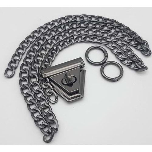 Çanta Aksesuar Füme Renk Orta Kalınlık Zincir Set No:56