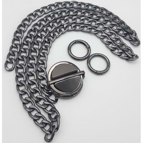 Çanta Aksesuar Füme Renk Orta Kalınlık Zincir Set No:67