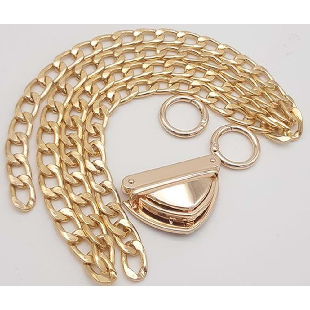 Çanta Aksesuar Light Gold Renk Orta Kalınlık Zincir Set No:3
