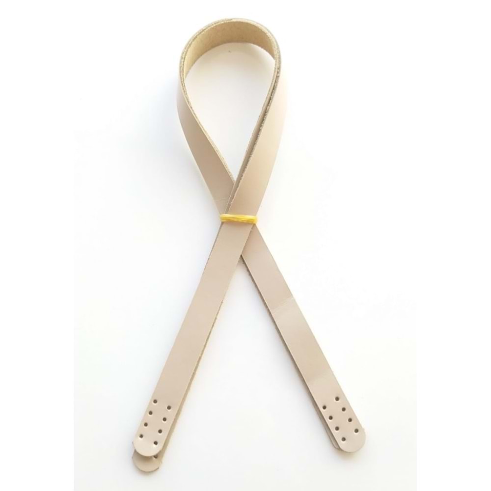 Çanta Aksesuar Krem (Bej) Renk Gerçek Deri 70X2 Cm Çift Sap