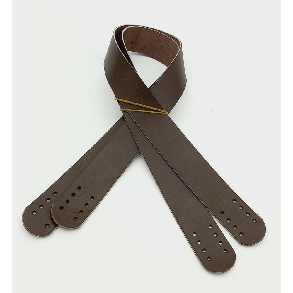 Çanta Aksesuar Kahverengi Gerçek Deri 60X3 Cm Çift Sap
