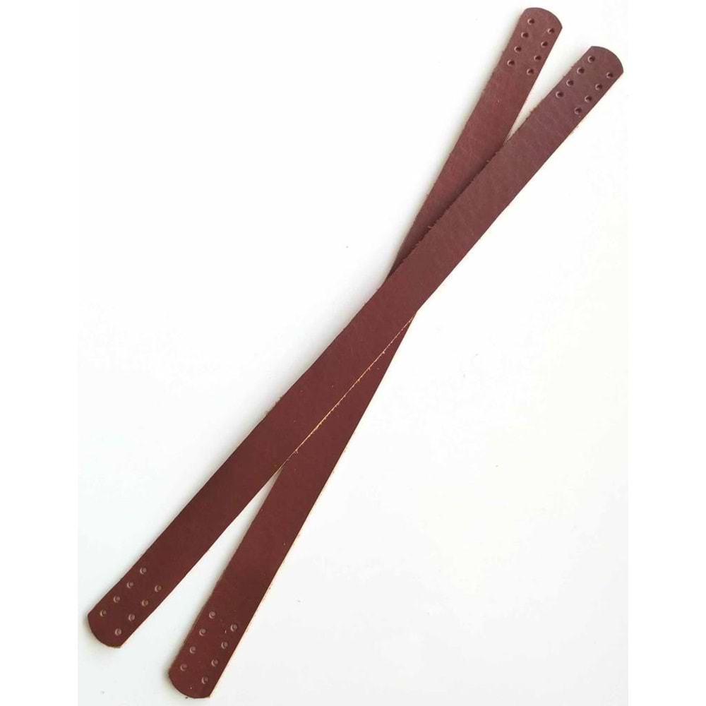 Çanta Aksesuar 35X2 Cm Gerçek Deri Çift Sap Kızıl Kahve