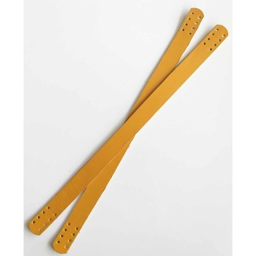 Çanta Aksesuar 35X2 Cm Gerçek Deri Çift Sap Hardal Sarı