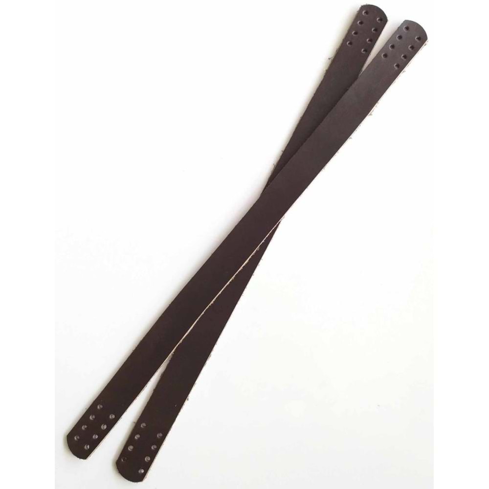 Çanta Aksesuar 35X2 Cm Gerçek Deri Çift Sap Koyu Kahve