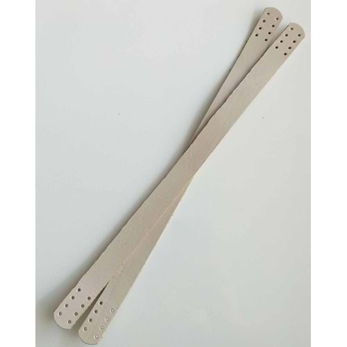 Çanta Aksesuar 35X2 Cm Gerçek Deri Çift Sap Krem Renk