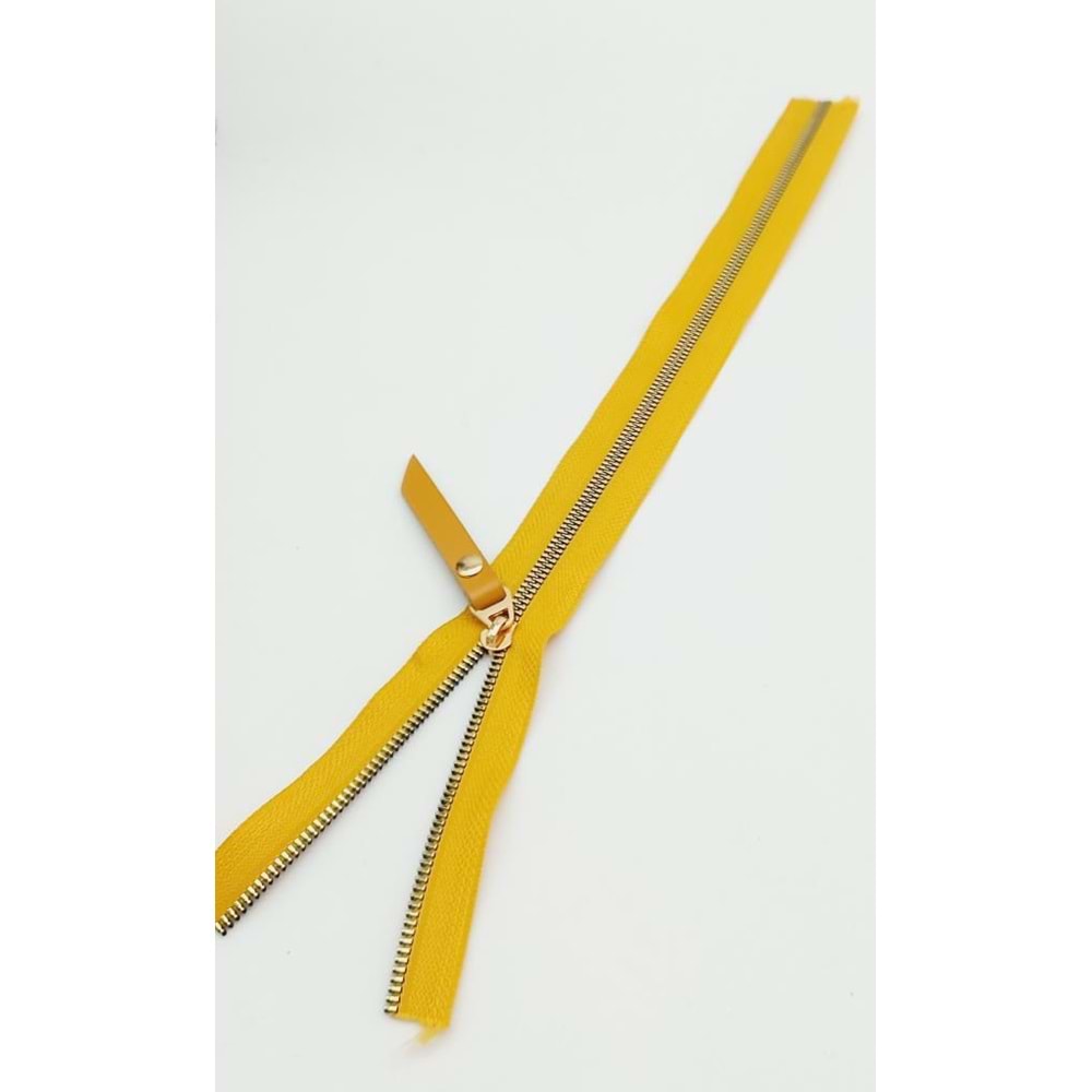 Çanta Aksesuar Gerçek Deri Başlıklı Hardal Fermuar 40 Cm Light Gold Metal