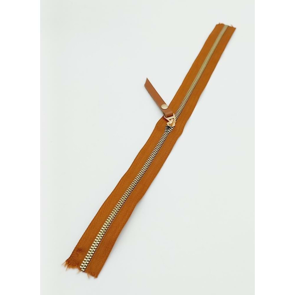 Çanta Aksesuar Gerçek Deri Başlıklı Taba Fermuar 40 Cm Light Gold Metal