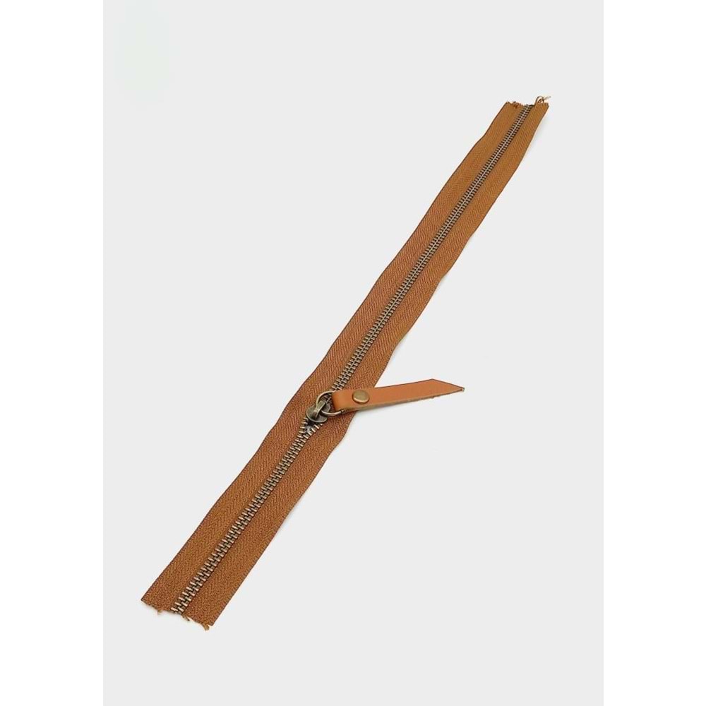 Çanta Aksesuar Gerçek Deri Başlıklı Taba Fermuar 40 Cm Antik Metal