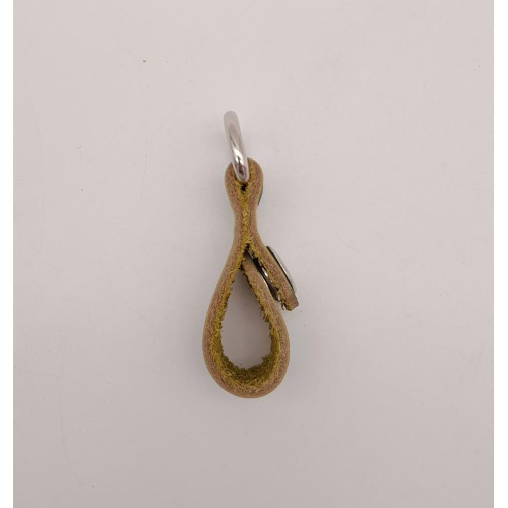 Çanta Aksesuar Yeşil Gerçek Deri Çıtçıtlı Sapucu Böce Gümüş Metalli 1 Adet