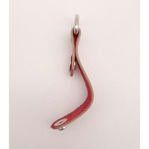 Çanta Aksesuar Kırmızı Gerçek Deri Çıtçıtlı Sapucu Böce Gümüş Metalli 1 Adet