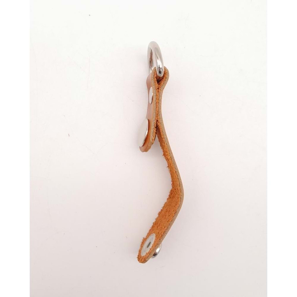 Çanta Aksesuar Turuncu Taba Gerçek Deri Çıtçıtlı Sapucu Böce Gümüş Metalli 1 Adet