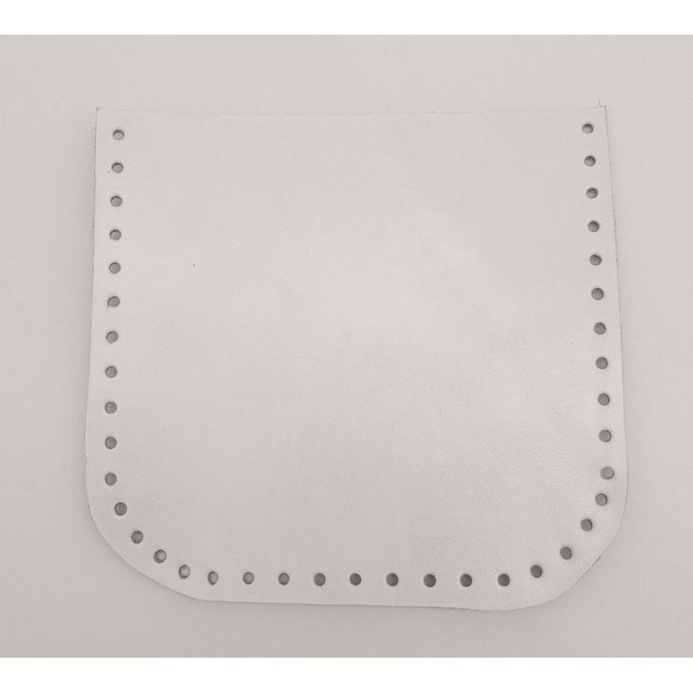 Çanta Aksesuar Beyaz Gerçek Deri 12x12 cm Oval Kenar Cep