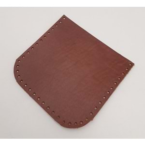 Çanta Aksesuar Kızıl Kahve Gerçek Deri 12x12 cm Oval Kenar Cep