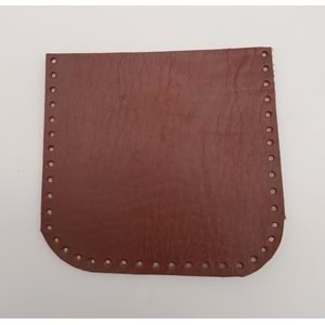 Çanta Aksesuar Kızıl Kahve Gerçek Deri 12x12 cm Oval Kenar Cep