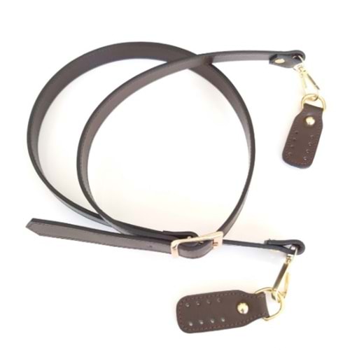 Çanta Aksesuar Gerçek Deri Çift Kat, Dikişli Uzun Sap Koyu Kahve