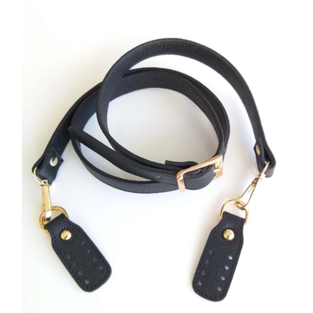 Çanta Aksesuar Gerçek Deri Çift Kat, Dikişli Uzun Sap Siyah