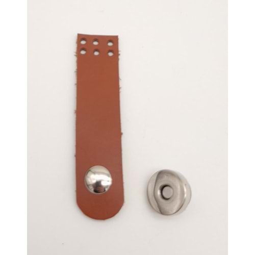 Çanta Aksesuar Gerçek Deri Taba Renk Mini Kapak 8X2 Cm Gümüş Metalli