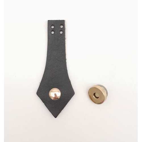 Çanta Aksesuar Siyah Gerçek Deri Sivri Uçlu Çanta Kapağı Light Gold Metalli