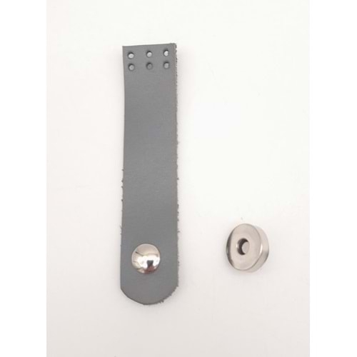 Çanta Aksesuar 11x2.3 cm Gri Gerçek Deri Düz Çanta Kapağı Gümüş Metalli