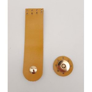 Çanta Aksesuar 11x3 cm Hardal Gerçek Deri Düz Çanta Kapağı Light Gold Metalli