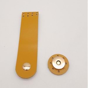 Çanta Aksesuar 11x3 cm Hardal Gerçek Deri Düz Çanta Kapağı Light Gold Metalli