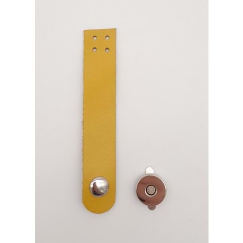 Çanta Aksesuar 11x2 cm Limon Küfü Renk Gerçek Deri Düz Çanta Kapağı Gümüş Metalli