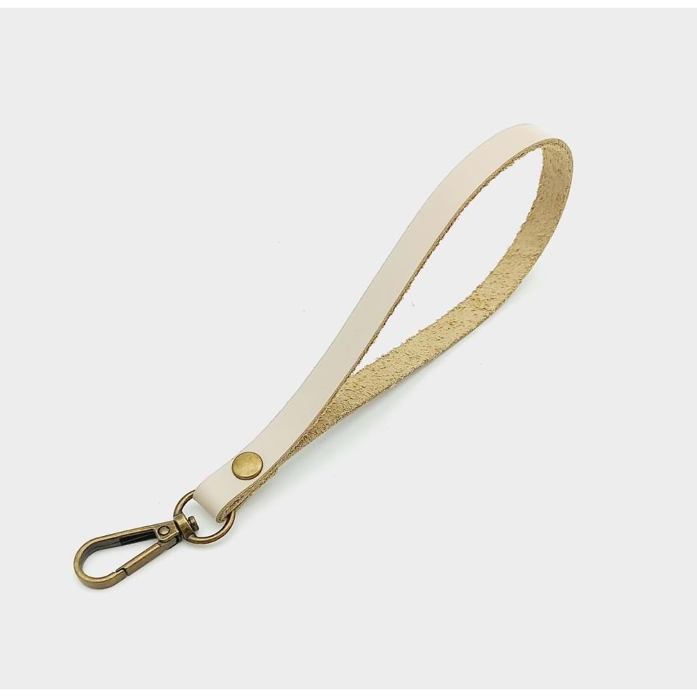 Çanta Aksesuar Gerçek Deri Krem Renk Elcik Antik Metalli