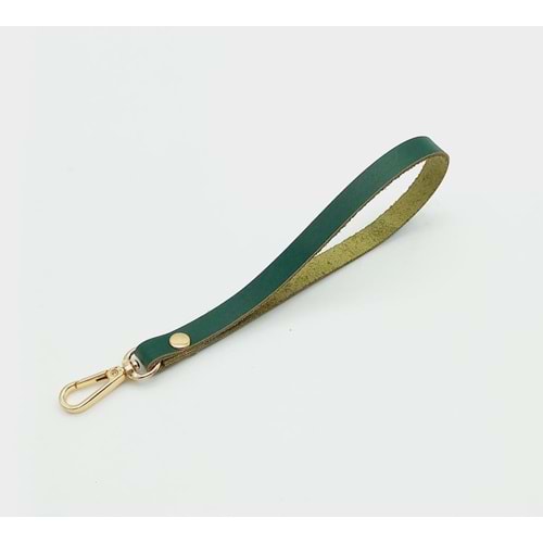 Çanta Aksesuar Gerçek Deri Yeşil Renk Elcik Light Gold Metalli