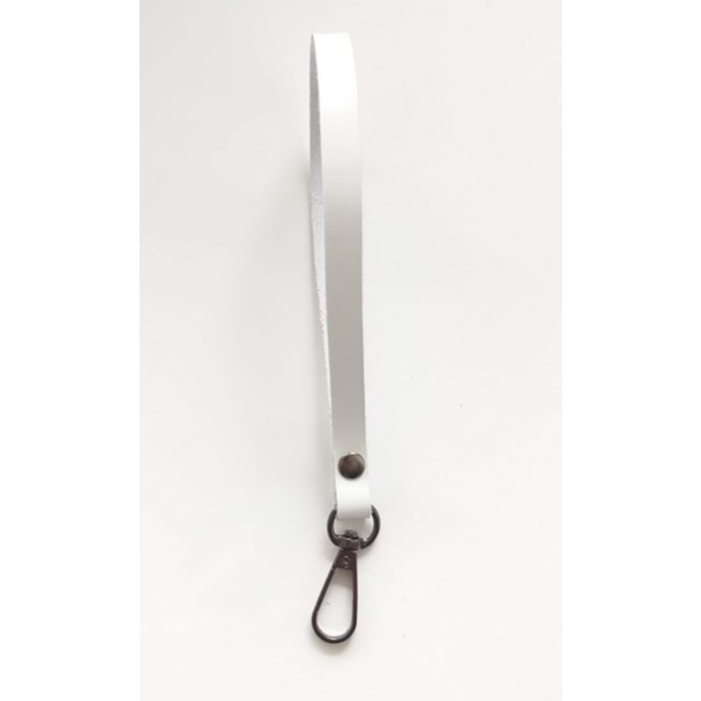 Çanta Aksesuar Gerçek Deri Beyaz Renk Elcik Metali Füme