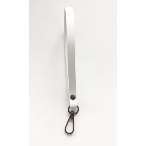 Çanta Aksesuar Gerçek Deri Beyaz Renk Elcik Metali Füme