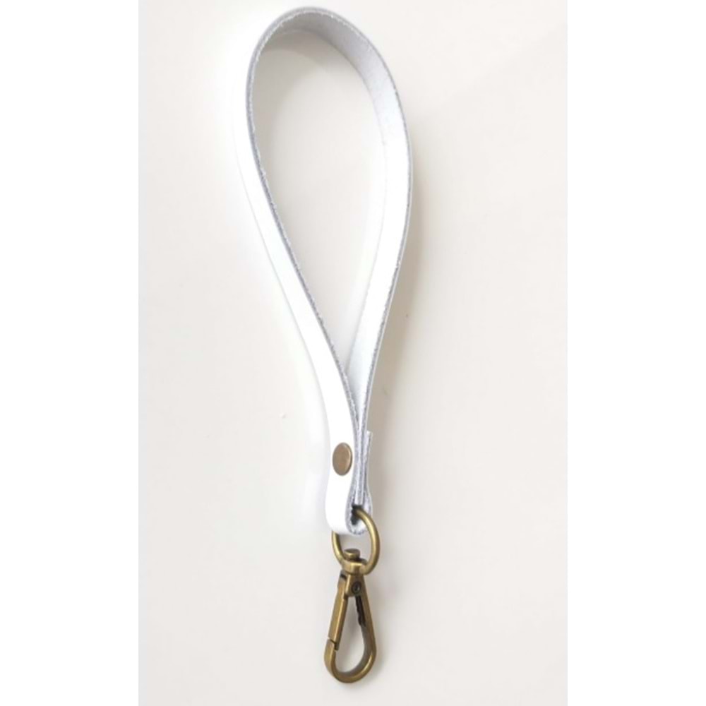 Çanta Aksesuar Gerçek Deri Beyaz Renk Elcik Metali Antik