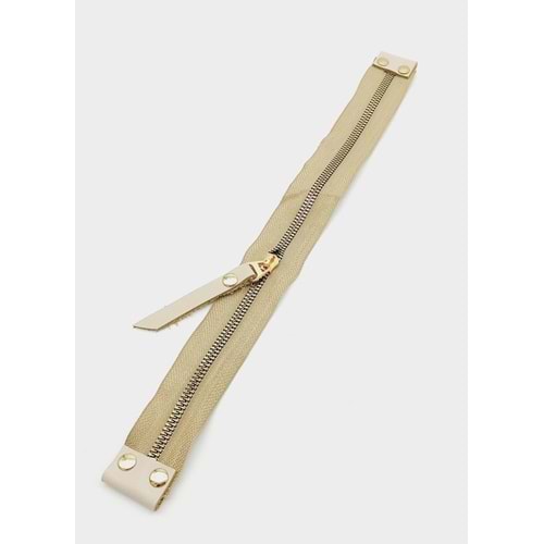 Çanta Aksesuar Stobu Gerçek Derili Bej Fermuar Light Gold Metal