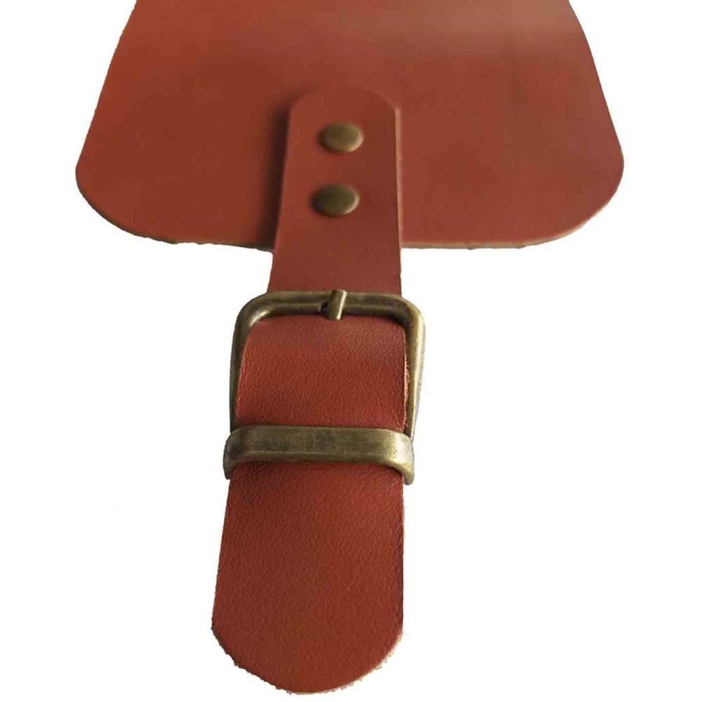 Çanta Aksesuar Gerçek Deri 21x12 cm Taba Renk Çanta Kapağı Antik Metalli