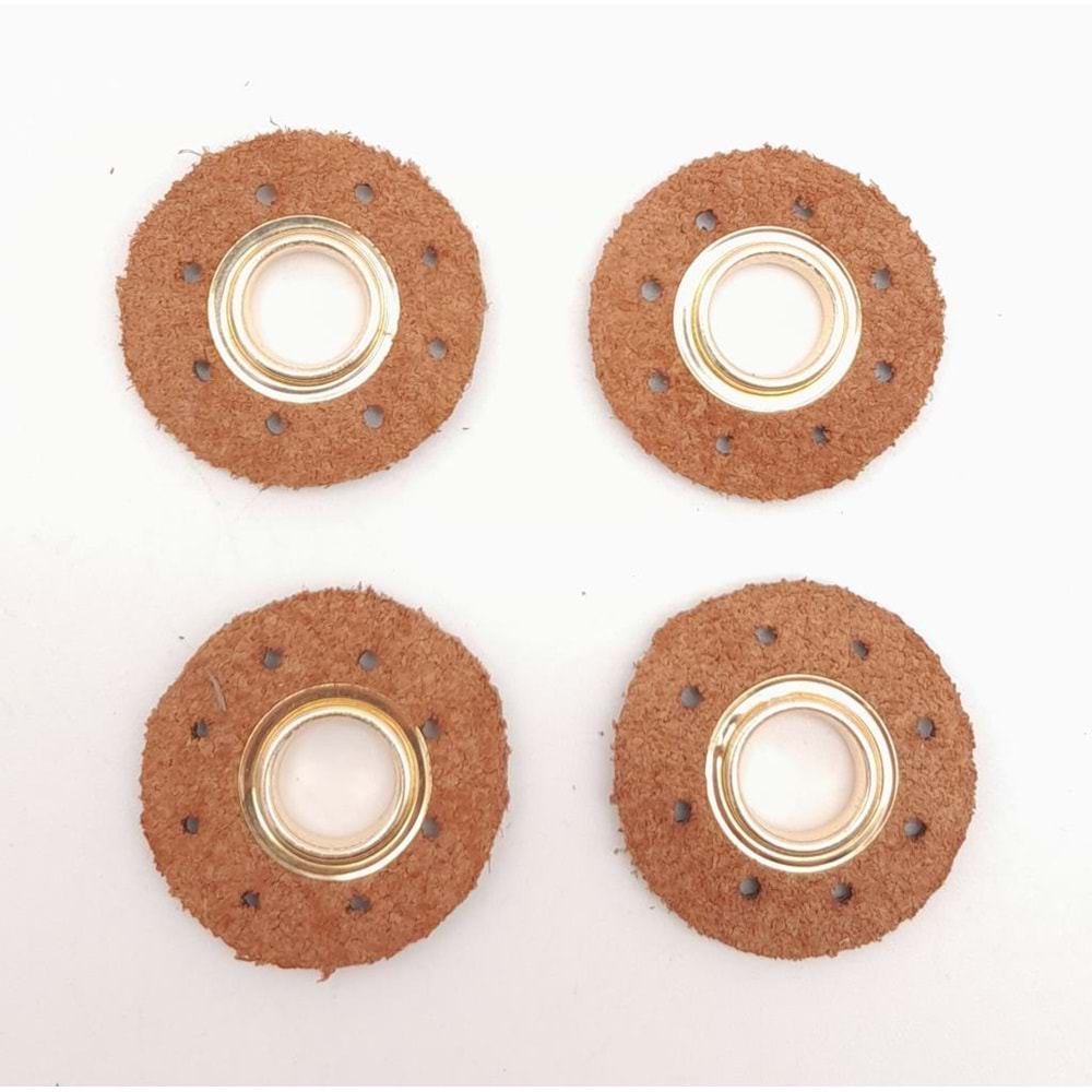 Çanta Aksesuar Kızıl Kahve Gerçek Derili 4 lü Kuşgözü Light Gold