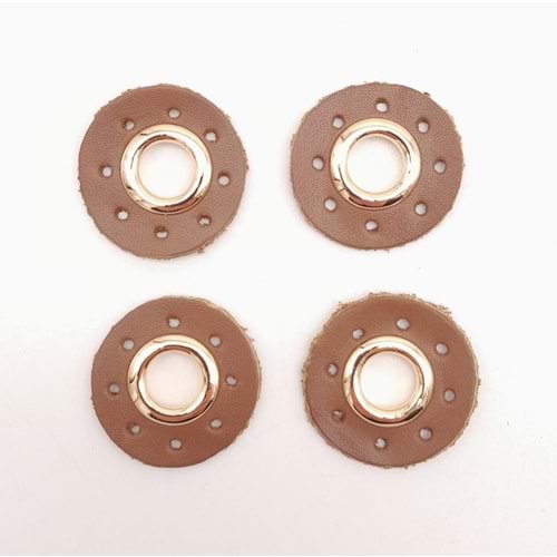 Çanta Aksesuar Sütlü Kahve Gerçek Derili 4 lü Kuşgözü Light Gold