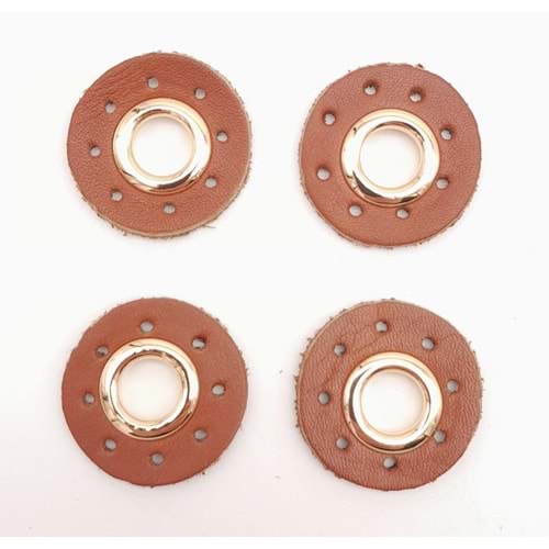 Çanta Aksesuar Taba Gerçek Derili 4 lü Kuşgözü Light Gold