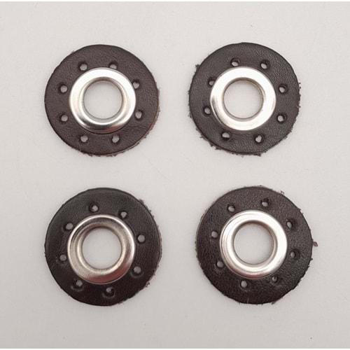 Çanta Aksesuar Kahverengi Gerçek Derili 4 lü Kuşgözü Gümüş