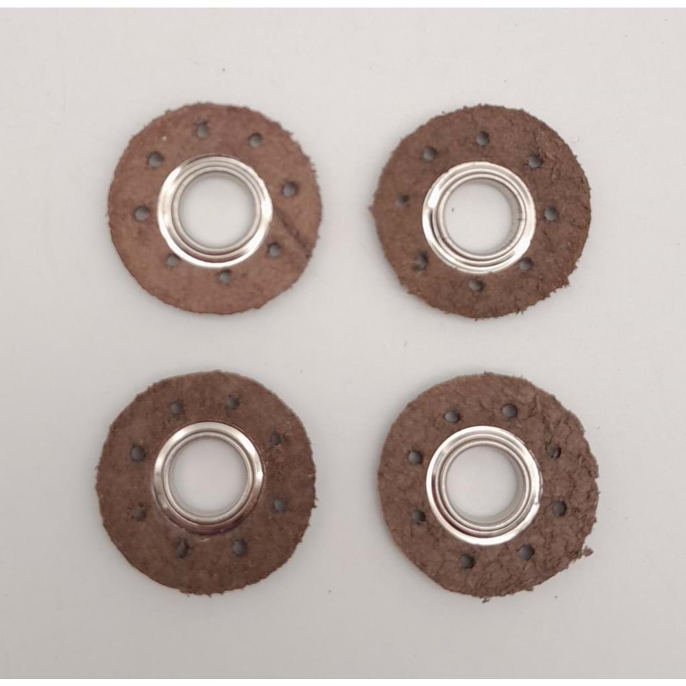 Çanta Aksesuar Kahverengi Gerçek Derili 4 lü Kuşgözü Gümüş