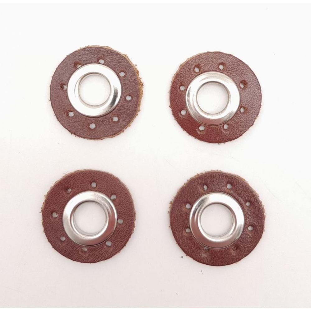 Çanta Aksesuar Kızıl Kahve Gerçek Derili 4 lü Kuşgözü Gümüş