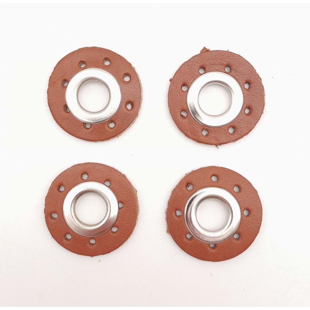 Çanta Aksesuar Taba Gerçek Derili 4 lü Kuşgözü Gümüş