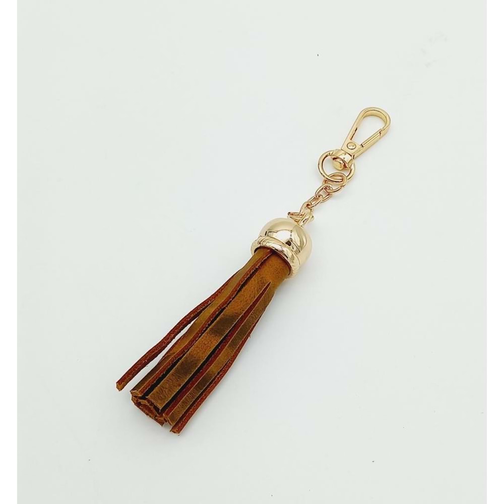 Çanta Aksesuar Gerçek Deri Kovanlı Püskül Crazy Oil Hardal Light Gold Metalli