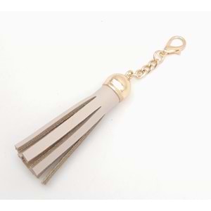 Çanta Aksesuar Gerçek Deri Kovanlı Püskül Bej Light Gold Metalli