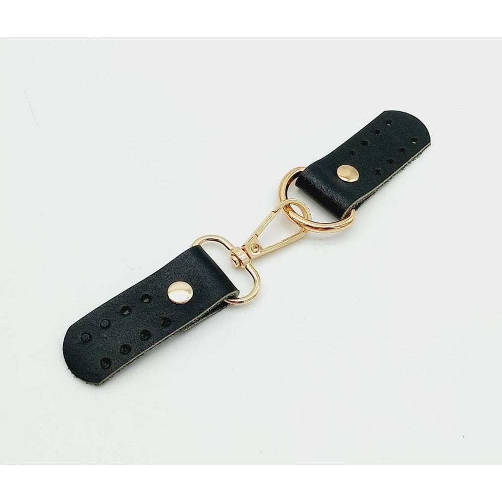 Çanta Aksesuar Gerçek Deri Kancalı Böce (Kilit) Siyah Light Gold Metalli