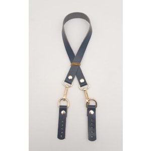 Çanta Aksesuar Lacivert Renk 60x1.5 cm Gerçek Deri Çanta Sapı Light Gold Metalli