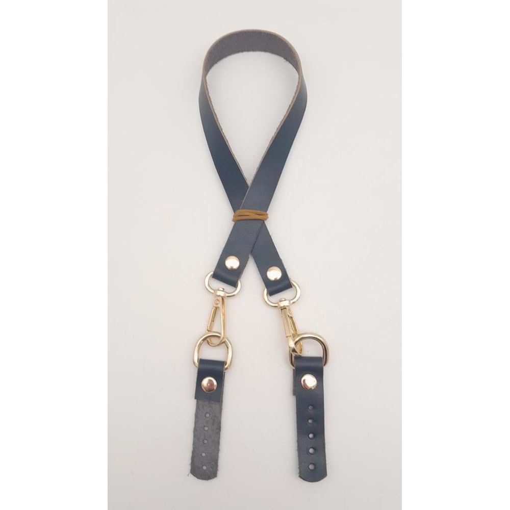 Çanta Aksesuar Lacivert Renk 60x1.5 cm Gerçek Deri Çanta Sapı Light Gold Metalli