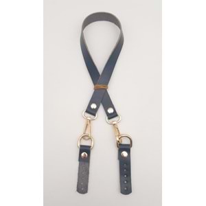 Çanta Aksesuar Lacivert Renk 60x1.5 cm Gerçek Deri Çanta Sapı Light Gold Metalli