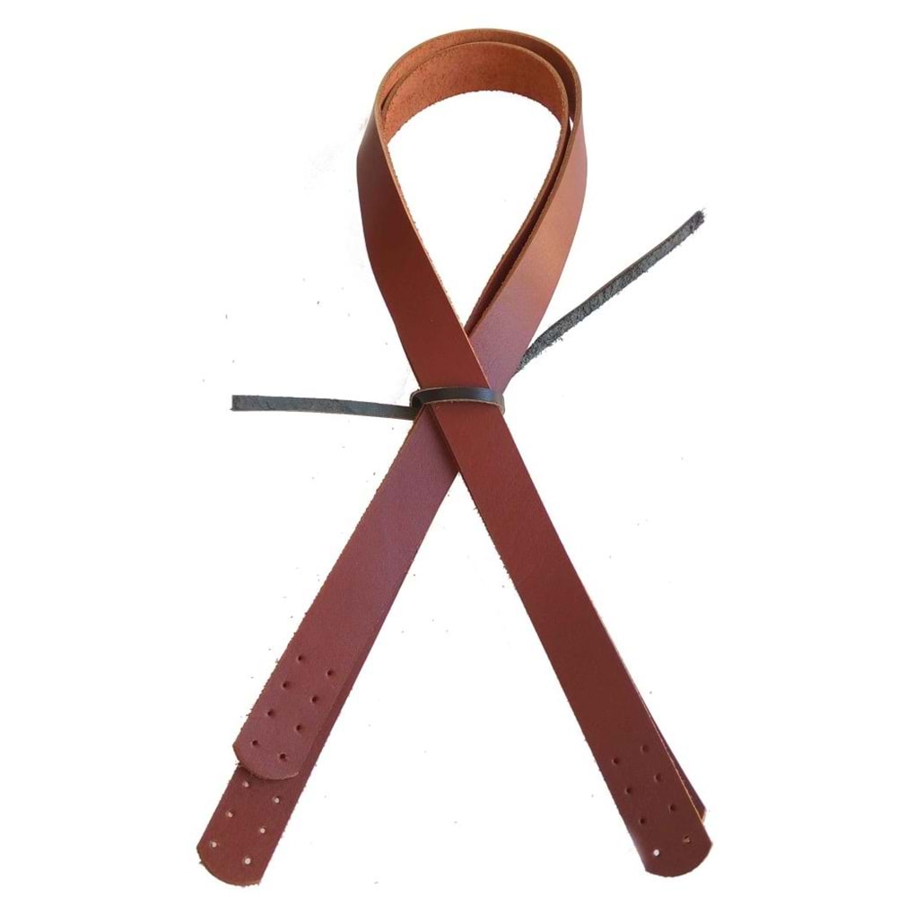 Çanta Aksesuar Kızıl Kahve Renk Gerçek Deri 70X2.3 Cm Çift Sap