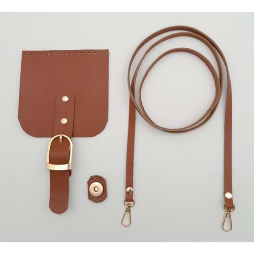 Çanta Aksesuar Gerçek Deri Spagetti Saplı Taba Renk Cep Telefonu Çanta Seti Light Gold Metalli