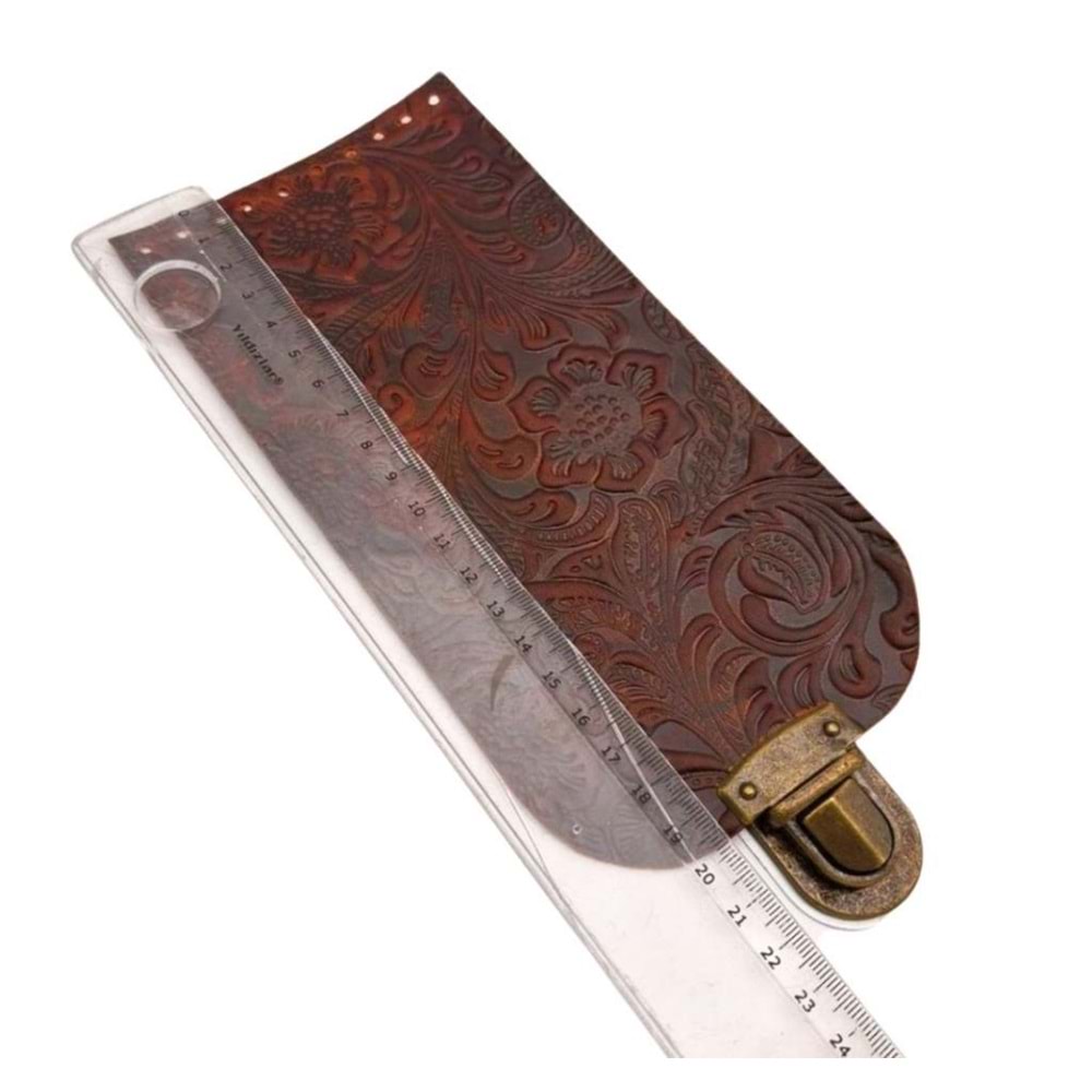 Çanta Aksesuar Gerçek Deri Çiçek Desenli Kapak ve Sap Seti Antik Metalli