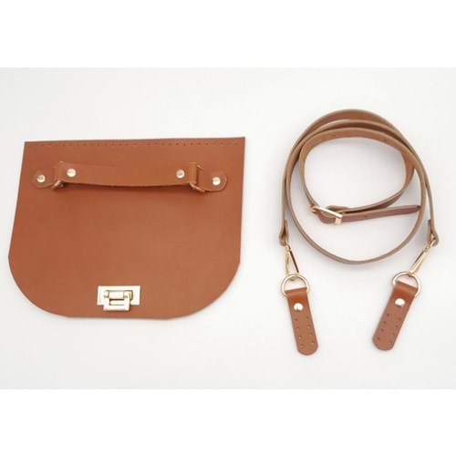 Çanta Aksesuar Taba Gerçek Deri 130x2 cm Ayarlı Saplı Çanta Çanta Seti Light Gold Metalli